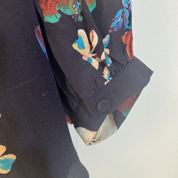 Anthropologie Maeve Tallie Blue Floral Off the shoulder blouse Sz M Cottagecore - Picture 6 of 8